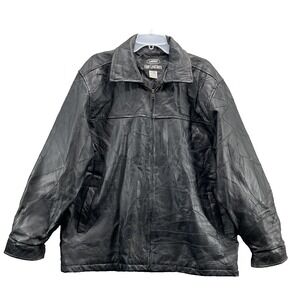 Fine Leathers Jacket Men's XL Patchwork Moto Biker Retro Streetwear 90s Outdoor